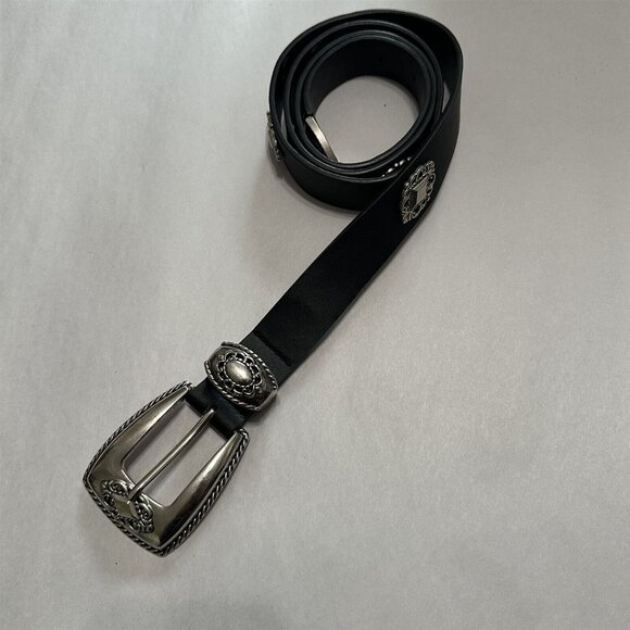 Unbranded Accessories - Women's Belt Western Style Black Faux Leather Silver Buckle 1X